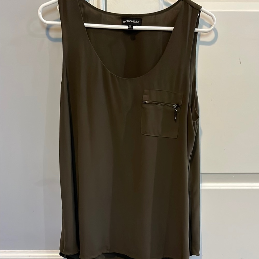 Michele Green Sleeveless Tank Top